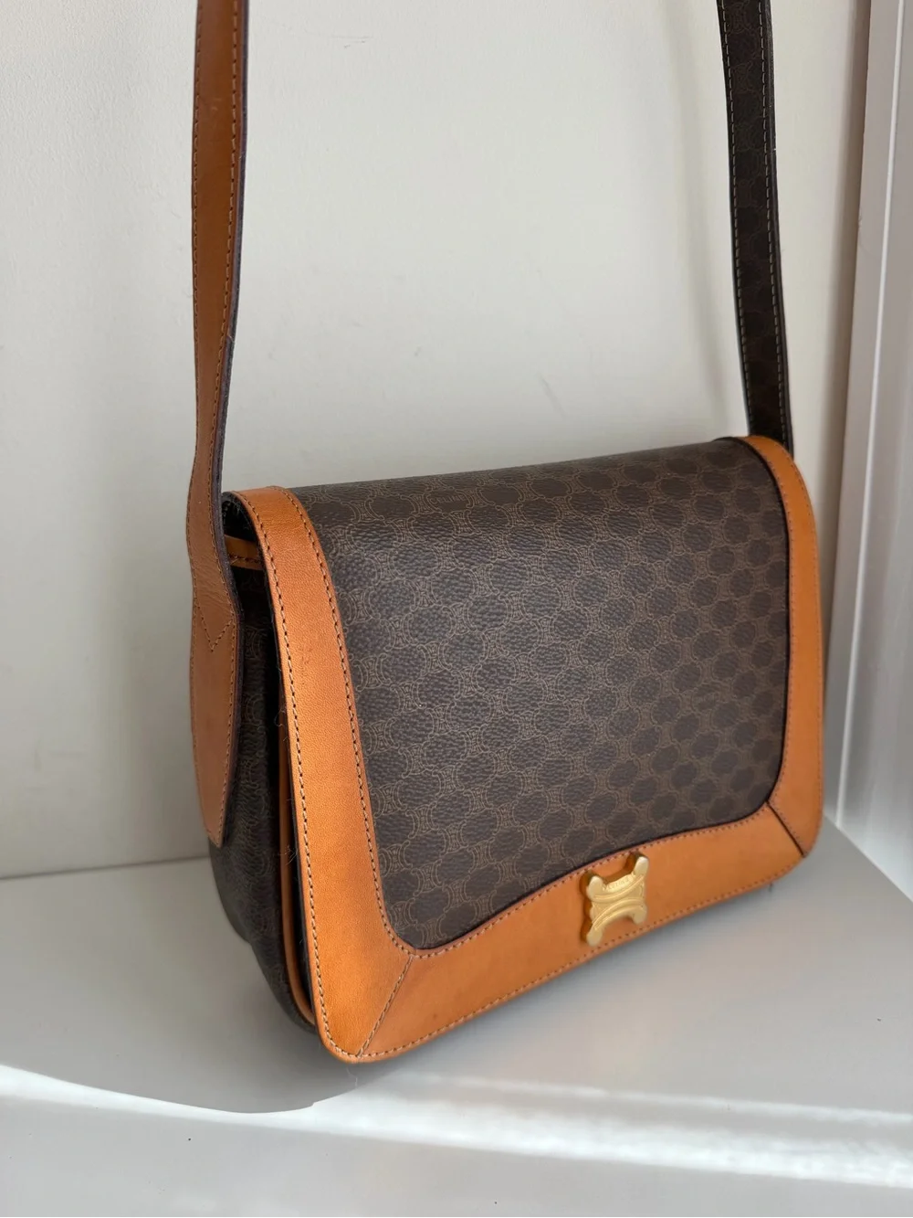 Authentic CELINE Macadam Logo Triomphe Crossbody Bag